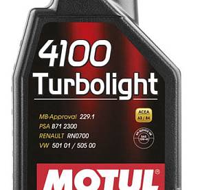 1 л MOTUL 4100 TURBOLIGHT 10W-40 для бензиновых и дизельных двигателей, изготовленное по технологии Technosynthese®