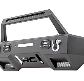 Бампер передний с 2 врезными LED фарами и площадкой под лебёдку для JEEP WRANGLER 2007-2017