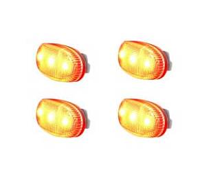 Ford 11-17 Superduty Dually Fender Lenses (4-Piece Set) w/ 2 Red LED Lights & 2 Amber LED Lights - Clear Lens w/ Chrome Trim