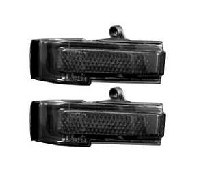 Ford 15-17 F150 & 17-18 RAPTOR Side Mirror Lenses w WHITE LED Turn Signals (2-Piece Set) - Smoked Lens