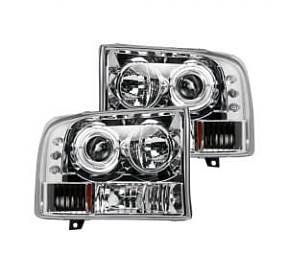 Ford Superduty 99-04 F250/F350/F450/F550 PROJECTOR HEADLIGHTS - Clear / Chrome