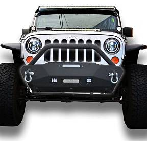 Steel Stubby Front Bumper 16 w/ Fog Lights for 07-17 Jeep Wrangler