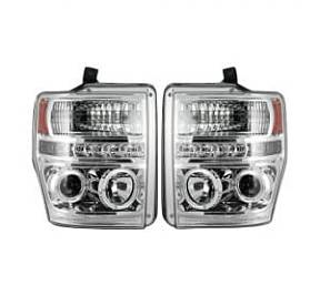 Ford Superduty 08-10 F250/F350/F450/F550 PROJECTOR HEADLIGHTS w/ CCFL HALOS & DRL - Clear / Chrome