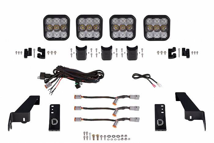 Комплект LED-балка SS5 Pro CrossLink с кронштейнами на решетку радиатора Jeep Wrangler, Combo
