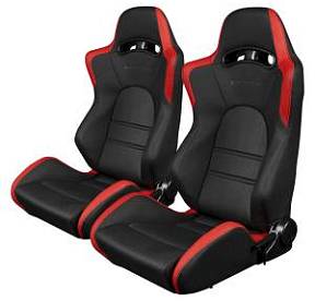 Спортивные сиденья анатомические серии S8 Series V2 Sport Seats - Black and Red Leatherette