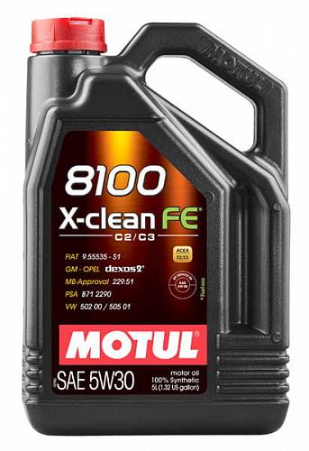 4 л MOTUL8100 X-CLEAN FE 5W-30 для бензиновых и дизельных двигателей стандарта ЕВРО IV и ЕВРО V