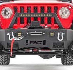 Бампер передний со светодиодной балкой и с площадкой под лебёдку для JEEP WRANGLER 2018-20