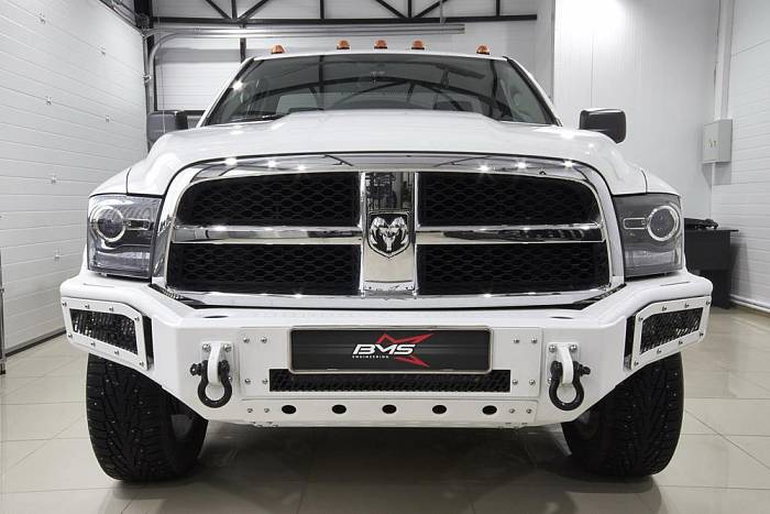 Передний силовой бампер BMS Alfa для Dodge Ram 2009-18, покрытие Line-X + цинкование