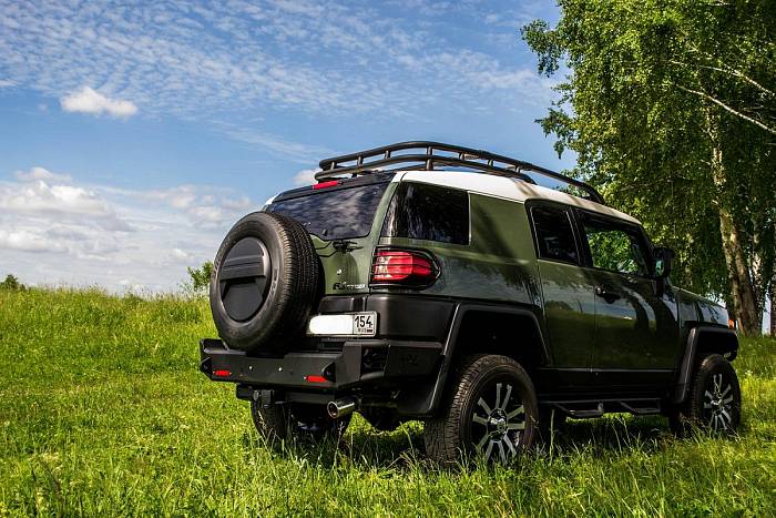 Задний силовой бампер BMS ALFA для Toyota FJ Cruiser 2007+, полимерное покрытие + цинкование
