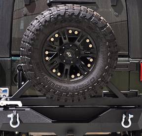 Black Rear Bumper with Tire Carrier 01 Aluminum Handle 07-17 Jeep