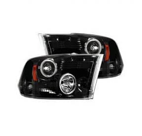 Dodge RAM 09-13 1500 & 10-14 2500/3500 PROJECTOR HEADLIGHTS w/ CCFL HALOS & DRL - Smoked / Black