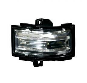 Ford 17-18 F250/F350/F450 Superduty Side Mirror Lenses (2-Piece Set) w/ WHITE LED Running Lights, AMBER Scanning LED Turn Signals & WHITE LED Spot Lights - Clear Lens