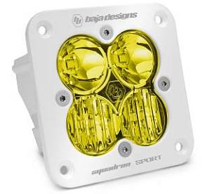 Врезная светодиодная фара (Driving/Combo) янтарного свечения Squadron Sport, белый корпус