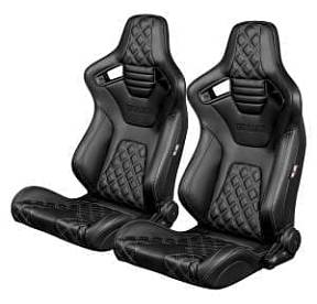 Спортивные сиденья анатомические серии Elite-X Series Sport Seats - Black Diamond (Double Grey Stitching / Black Piping)