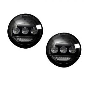 GMC Sierra & Chevy Silverado 15-17 3-Function Fog Light Kit - WHITE LED Fog Lights - WHITE LED Daytime Running Lights - AMBER LED Turn Signals 2-Piece Set (Replaces Both OEM Chevy & GMC 15-17 Fog Lights) - Smoked / Black