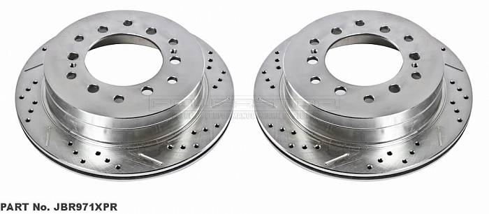 POWERSTOP ТОРМОЗНЫЕ ДИСКИ ЗАДНИЕ ПЕРФОРИРОВАННЫЕ С КОЛОДКАМИ УСИЛЕННЫЕ JBR971XPR