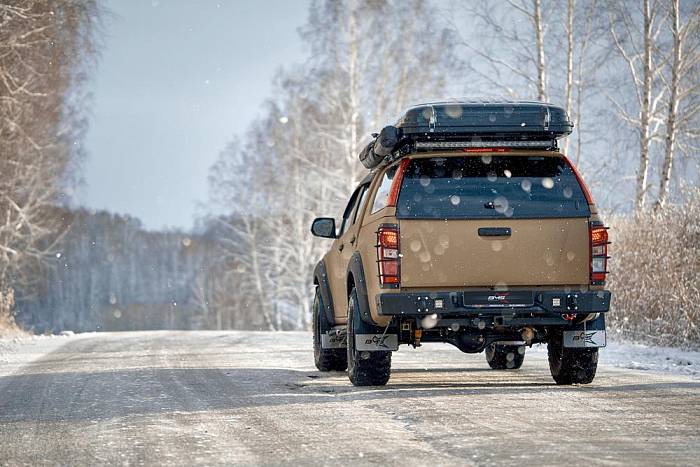 Задний силовой бампер BMS PRO-Line для Isuzu D-Max 2012-18, покрытие Raptor + цинкование