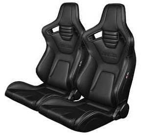 Спортивные сиденья анатомические серии Elite-X - чёрные с белой строчкой