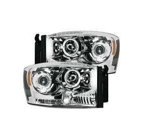 Dodge RAM 06-08 1500 & 06-09 2500/3500 PROJECTOR HEADLIGHTS - Clear / Chrome
