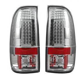 Ford Superduty F250HD/350/450/550 99-07 & F150 97-03 Straight aka "Style" Side LED Tail Lights - Clear Lens