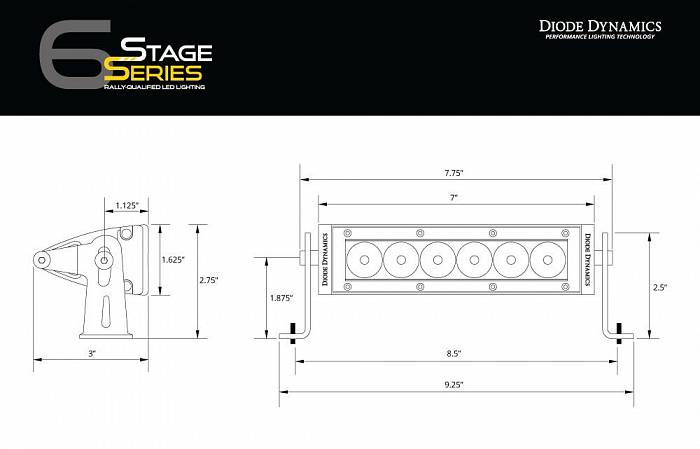 Светодиодные балки Stage Series 6 дюймов, 2 шт., SAE/Wide