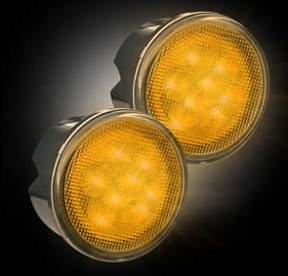 Jeep 07-17 JK Wrangler Round Front Turn Signal Lenses with Amber LED's Located Under Front Headlights - Clear Lens