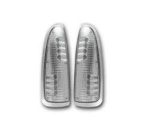 Ford 03-07 F250/F350 Superduty & Excursion Side Mirror Lenses (2-Piece Set) w/ WHITE LED Running Lights & Turn Signals - Clear Lens