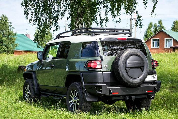 Задний силовой бампер BMS ALFA для Toyota FJ Cruiser 2007+, покрытие Raptor + цинкование