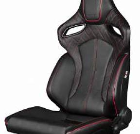 Спортивные сиденья анатомические серии ORUE черные с красной строчкой