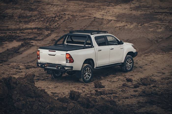 Задний силовой бампер BMS ALFA для Toyota Hilux REVO 2015+, покрытие Line-X