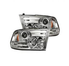 Dodge RAM 14-17 1500 & 15-17 2500/3500 PROJECTOR HEADLIGHTS w/ Ultra High Power Smooth OLED DRL & High Power Amber LED Turn Signals - Clear / Chrome