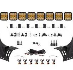 Комплект с кронштейнами для монтажа янтарных LED-балок SS5 Sport CrossLink над лобовым стеклом Jeep JL Wrangler, Combo