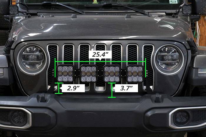 Комплект LED-балка желтая SS5 Pro CrossLink с кронштейнами на решетку радиатора Jeep Wrangler, Combo