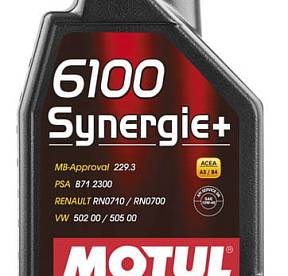 1 л MOTUL 6100 SYNERGIE+ 10W-40 для бензиновых и дизельных двигателей, изготовленное по технологии Technosynthese®