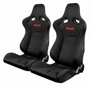 Спортивные сиденья анатомические серии Venom - чёрные с красной строчкой