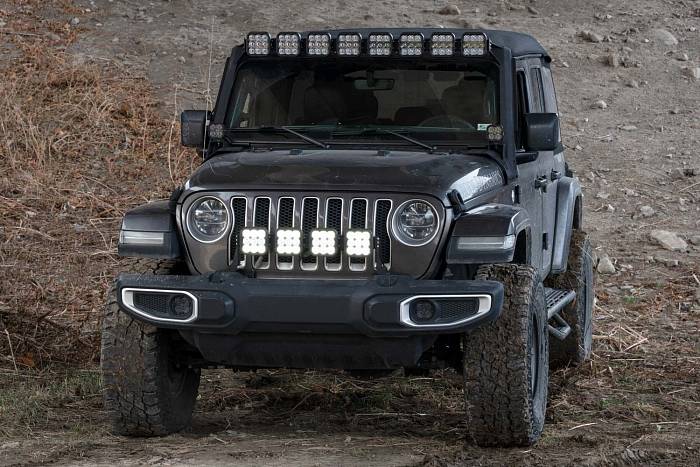 Комплект LED-балка SS5 Pro CrossLink с кронштейнами на решетку радиатора Jeep Wrangler, Combo