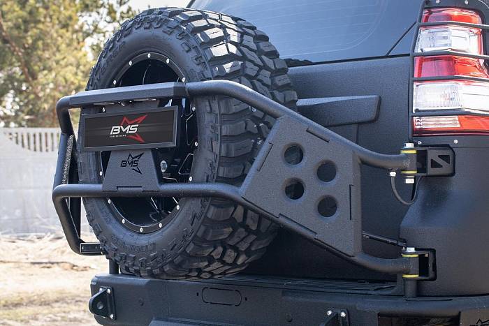Калитка под запаску BMS Alfa для Toyota LC Prado 150, покрытие Line-X + цинкование