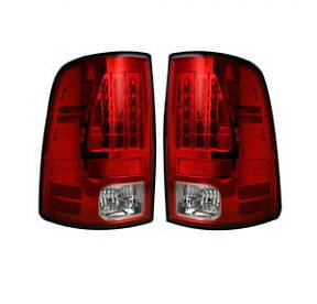 Dodge 09-14 RAM 1500 & 10-14 RAM 2500/3500 LED TAIL LIGHTS (Replaces Factory OEM Halogen Tail Lights) - Red Lens