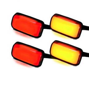 GMC & Chevy 15-17 Sierra & Silverado (3rd GEN) Dually Fender Lenses (4-Piece Set) w/ 2 Red LED Lights & 2 Amber LED Lights - Smoked Lens w/ Black Trim