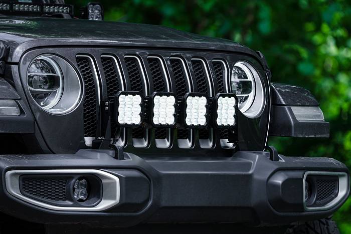 Комплект LED-балка желтая SS5 Pro CrossLink с кронштейнами на решетку радиатора Jeep Wrangler, Combo