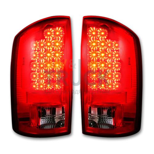 Dodge 07-08 RAM 1500 & 07-09 RAM 2500/3500 LED TAIL LIGHTS - Dark Red Smoked Lens