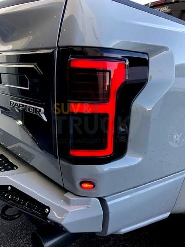 Ford F150 15-17 & RAPTOR 17-18 (Replaces OEM LED Style Tail Lights w Blind Spot Warning System) OLED TAIL LIGHTS - Smoked Lens