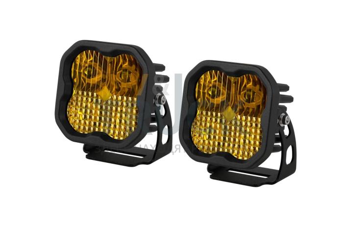 Янтарные LED-фары SS3 Sport комбинированные с янтарной подсветкой 2 шт 