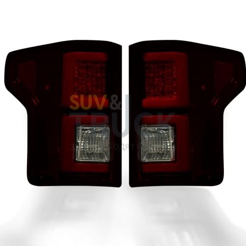 Ford F150 15-17 (Replaces OEM Halogen Style Tail Lights) LED TAIL LIGHTS - Dark Red Smoked Lens