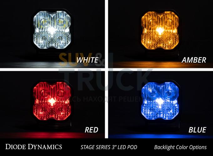 Фары светодиодные SS3 Pro рабочий свет с синей подсветкой 2 шт 