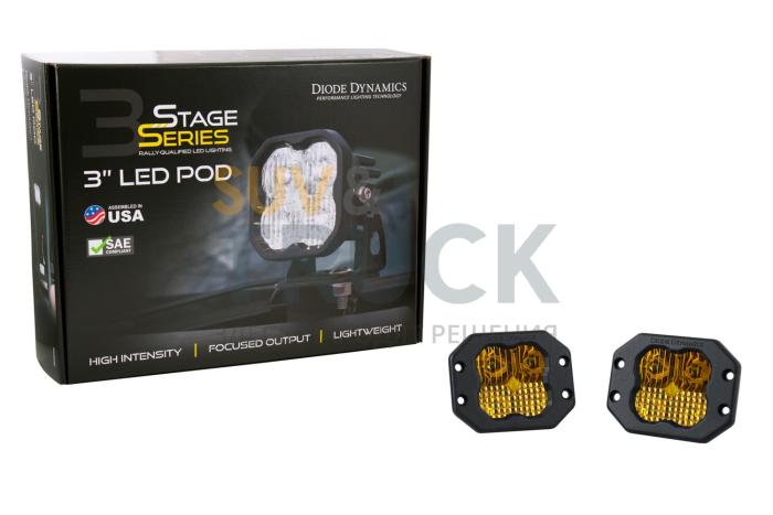Желтые врезные LED-модули SS3 Sport с янтарной подсветкой, комбинированный свет