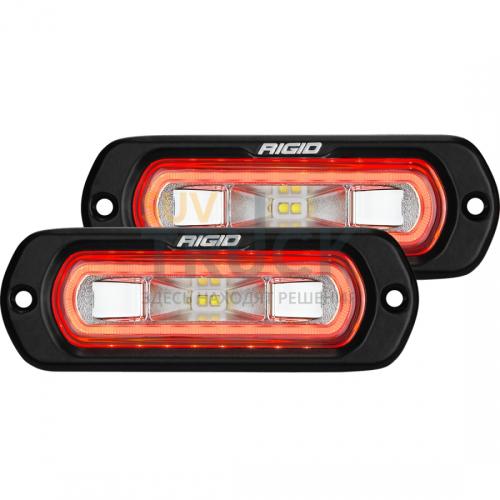Комплект врезных LED-фар SR-L серия POD с красной подсветкой