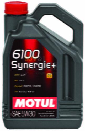 4 л MOTUL 6100 SYNERGIE+ 5W-30 для бензиновых и дизельных двигателей, изготовленное по технологии Technosynthese®