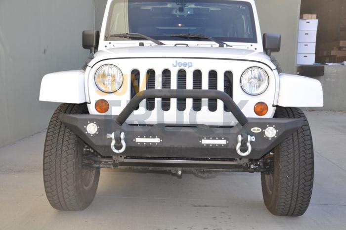 Steel Mid Front Bumper 07 w/ LED Lights for 07-17 Jeep Wranglers