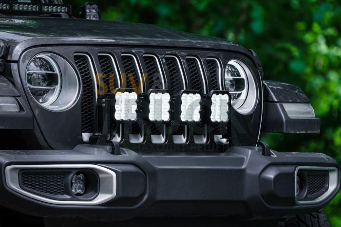 Комплект LED-балка желтая SS5 Pro CrossLink с кронштейнами на решетку радиатора Jeep Wrangler, Combo